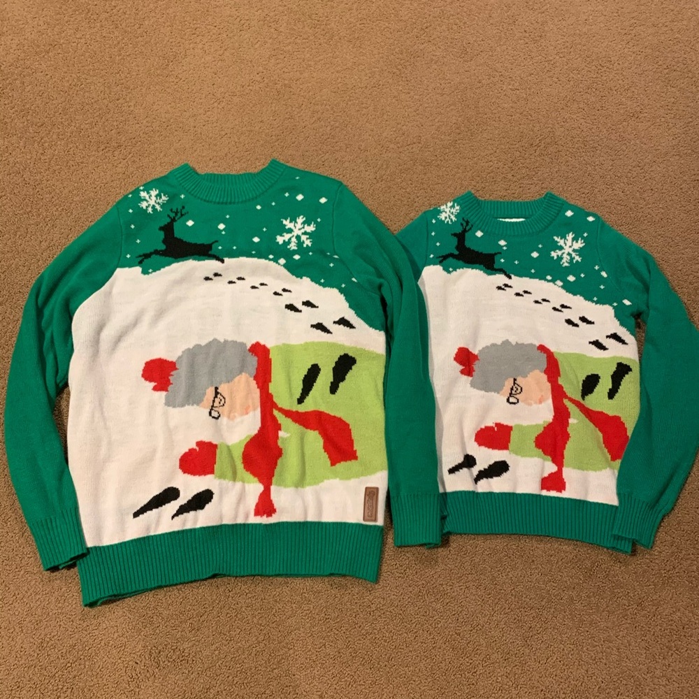 Grandma got run over by a reindeer couples sweater